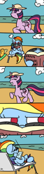 Size: 1024x4096 | Tagged: safe, artist:doggonepony, rainbow dash, twilight sparkle, twilight sparkle (alicorn), alicorn, pegasus, pony, beach, book, comic, female, mare, reading, sunbathing