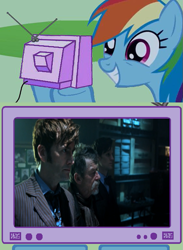 Size: 563x771 | Tagged: safe, rainbow dash, pegasus, pony, beard, blazer, bowtie, cashmere, clothes, cute, dashabetes, day of the doctor, doctor who, eleventh doctor, exploitable meme, facial hair, frock coat, herringbone, john hurt, leather, meme, necktie, obligatory pony, pinstripe, scarf, shirt, tenth doctor, trenchcoat, tv meme, waistcoat, war doctor