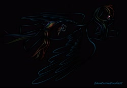 Size: 3566x2488 | Tagged: safe, artist:idontrunntoofast, rainbow dash, pegasus, pony, black background, female, hoof on head, mare, signature, simple background, solo, spread wings, wings