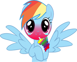 Size: 7949x6401 | Tagged: safe, artist:heavyecho, rainbow dash, pegasus, pony, absurd resolution, burning, drinking, milkshake, rainbow, rainbowshake, solo, spicy