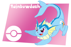 Size: 1280x853 | Tagged: safe, artist:toyoll, rainbow dash, pokefied, pokémon, solo, species swap, vaporeon