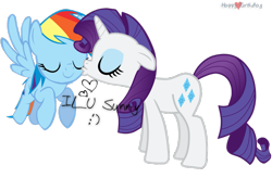 Size: 1103x724 | Tagged: safe, artist:blueshinelady, derpibooru import, rainbow dash, rarity, pegasus, pony, unicorn, female, lesbian, raridash, shipping, simple background, transparent background, vector