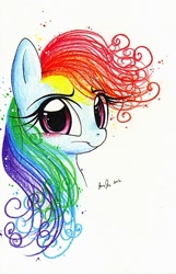 Size: 327x508 | Tagged: safe, artist:prettypinkpony, rainbow dash, pegasus, pony, bust, portrait, solo, traditional art