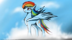 Size: 1297x725 | Tagged: safe, artist:tincantim, derpibooru import, rainbow dash, pegasus, pony, backwards cutie mark, solo