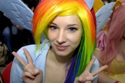 Size: 1024x685 | Tagged: safe, artist:enjinight, rainbow dash, human, cosplay, irl, irl human, photo