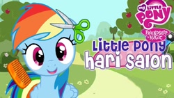 Size: 1366x768 | Tagged: safe, derpibooru import, rainbow dash, pegasus, pony, game, scissors, wat