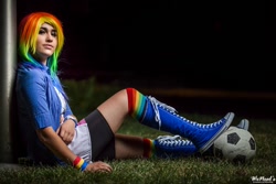 Size: 1500x1000 | Tagged: safe, artist:magyktrix, rainbow dash, human, equestria girls, cosplay, irl, irl human, photo, photography, solo