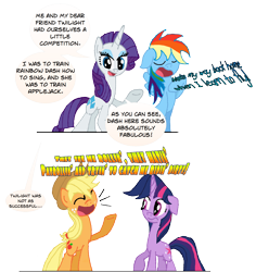 Size: 1596x1692 | Tagged: safe, artist:boulderthedragon, derpibooru import, applejack, rainbow dash, rarity, twilight sparkle, earth pony, pegasus, pony, unicorn, singing