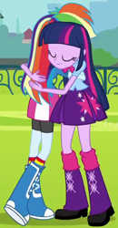 Size: 270x520 | Tagged: safe, derpibooru import, screencap, rainbow dash, twilight sparkle, equestria girls, cropped, hug