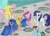 Size: 1024x730 | Tagged: safe, derpibooru import, applejack, fluttershy, mare do well, pinkie pie, rainbow dash, rarity, twilight sparkle, earth pony, pegasus, pony, unicorn, alex warlorn, fanfic, fanfic art, mare do well costume, pony pov series, ponyville, reharmonized ponies