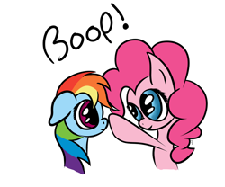 Size: 1024x853 | Tagged: safe, artist:chrispy248, derpibooru import, pinkie pie, rainbow dash, earth pony, pegasus, pony, boop, eye contact, floppy ears, smiling