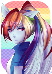 Size: 900x1273 | Tagged: safe, artist:chokico, rainbow dash, equestria girls, ponied up, ponytail, solo