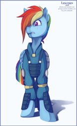 Size: 879x1426 | Tagged: safe, artist:risterdus, derpibooru import, rainbow dash, pegasus, pony, the cutie re-mark, alternate timeline, apocalypse dash, crystal war timeline, solo