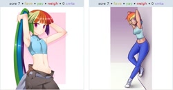 Size: 519x272 | Tagged: safe, artist:hazama, artist:scorpdk, rainbow dash, human, armpits, exploitable meme, humanized, juxtaposition, light skin, meme