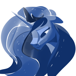 Size: 2000x2000 | Tagged: safe, artist:dimfann, princess luna, alicorn, pony, bust, crown, cute, female, floppy ears, jewelry, lunabetes, mare, portrait, regalia, sad, simple background, solo, white background