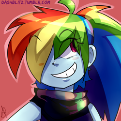 Size: 1280x1280 | Tagged: safe, artist:manic-the-lad, derpibooru import, rainbow dash, equestria girls, a dash of everything, alternate hairstyle, awesome as i wanna be, solo