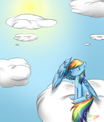 Size: 600x700 | Tagged: safe, artist:pinkie321pie, rainbow dash, pegasus, pony, cloud, cloudy, solo