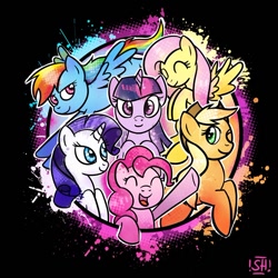 Size: 800x799 | Tagged: safe, artist:steveholt, derpibooru import, applejack, fluttershy, pinkie pie, rainbow dash, rarity, twilight sparkle, earth pony, pegasus, pony, unicorn, mane six