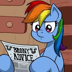 Size: 300x300 | Tagged: safe, artist:latecustomer, rainbow dash, pegasus, pony, newspaper, reading, solo