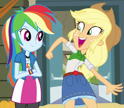 Size: 825x720 | Tagged: safe, derpibooru import, screencap, applejack, rainbow dash, equestria girls, cropped