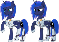 Size: 7979x5721 | Tagged: safe, artist:kopcap94, princess luna, pony, absurd resolution, android, clothes, cosplay, costume, detroit: become human, raised hoof, simple background, solo, transparent background, vector