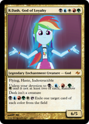 Size: 396x554 | Tagged: safe, derpibooru import, screencap, rainbow dash, equestria girls, friendship games, glow, magic the gathering, sparkles