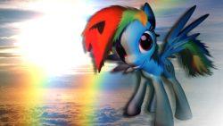 Size: 900x506 | Tagged: safe, artist:midnightmint-1, rainbow dash, pegasus, pony, 3d, dat mane, mane, pose, smiling, solo, source filmmaker, wallpaper