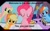 Size: 1440x900 | Tagged: safe, derpibooru import, edit, edited screencap, screencap, applejack, fluttershy, pinkie pie, rainbow dash, twilight sparkle, earth pony, pegasus, pony, sweet and elite, afterlife, awakening, caption, death, dimension travel, image macro, implied death, meme, offscreen character, pov, the equestria after death