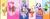 Size: 1642x615 | Tagged: safe, alternate version, artist:boastudio, artist:rmzero, derpibooru import, applejack, fluttershy, pinkie pie, rainbow dash, rarity, twilight sparkle, twilight sparkle (alicorn), alicorn, earth pony, hybrid, merpony, pegasus, pony, unicorn, alternate costumes, alternate hairstyle, alternate universe, asian dress, asian pony, clothes, double tail, double tail unicorn, europe, female, italian, mare, mexican, pagliacci costume, ponified spike, russian, russian dress, spanish, sports, sports shorts, tamaulipas typical dress, unicornio de doble cola