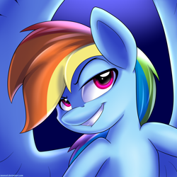 Size: 1024x1024 | Tagged: safe, artist:neoncel, derpibooru import, rainbow dash, pegasus, pony, grin, large wings, solo