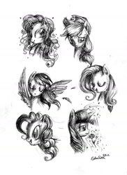 Size: 1189x1629 | Tagged: safe, artist:my-magic-dream, derpibooru import, applejack, fluttershy, pinkie pie, rainbow dash, rarity, twilight sparkle, earth pony, pegasus, pony, unicorn, expressions, mane six, sketch