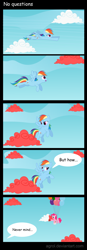 Size: 1252x3618 | Tagged: safe, artist:agrol, derpibooru import, pinkie pie, rainbow dash, earth pony, pegasus, pony, balloon, cloud, comic, dialogue, paint