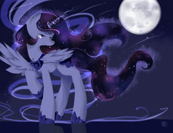 Size: 2200x1700 | Tagged: safe, artist:double happiness, princess luna, alicorn, pony, cute, ethereal mane, female, full moon, galaxy mane, lunabetes, mare, moon, night, pixiv, sky, solo, starry mane