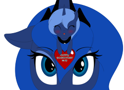 Size: 7020x5100 | Tagged: safe, artist:ardonsword, princess luna, alicorn, pony, chibi, cute, duality, female, floppy ears, happy valentines day, heart, holiday, mare, self ponidox, simple background, transparent background, valentine's day