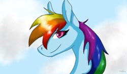 Size: 1024x600 | Tagged: safe, artist:cielthekitten, derpibooru import, rainbow dash, pegasus, pony, female, mare, simple background, solo