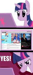 Size: 500x1140 | Tagged: safe, artist:pap64, rainbow dash, twilight sparkle, pegasus, pony, unicorn, cable news network, cnn, computer, female, katy perry, laptop computer, mare, meme, yes