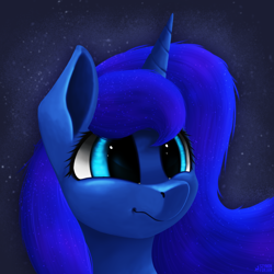 Size: 3000x3000 | Tagged: safe, artist:simonk0, princess luna, alicorn, pony, cute, female, high res, lunabetes, mare, smiling, solo, stars