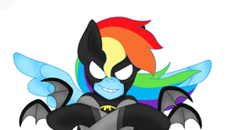 Size: 1673x957 | Tagged: safe, artist:blackbewhite2k7, rainbow dash, pegasus, pony, batarang, batman, crossover, parody, solo