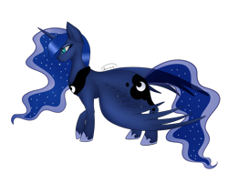 Size: 2100x1600 | Tagged: safe, artist:princesslunka10, princess luna, alicorn, pony, ethereal mane, female, on side, sad, simple background, starry mane, transparent background