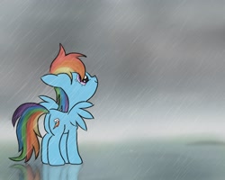 Size: 2500x2000 | Tagged: safe, artist:twojapacha, rainbow dash, pegasus, pony, filly, filly rainbow dash, rain, reflection, solo, younger