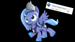 Size: 1920x1080 | Tagged: safe, artist:spinostud, princess luna, alicorn, pony, 3d, black background, cartographer's cap, cute, female, filly, hat, lunabetes, paper hat, request, simple background, source filmmaker, woona, younger