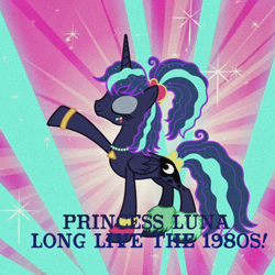 Size: 720x720 | Tagged: safe, edit, edited screencap, screencap, princess luna, alicorn, pony, between dark and dawn, 80s, 80s princess luna, cropped, eyes closed, female, mare, solo