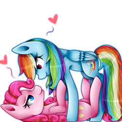 Size: 1024x1024 | Tagged: safe, artist:applejacks2, derpibooru import, pinkie pie, rainbow dash, earth pony, pegasus, pony, female, heart, lesbian, pinkiedash, shipping