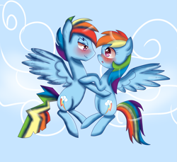 Size: 3591x3293 | Tagged: safe, artist:youngpegasister, rainbow blitz, rainbow dash, pegasus, pony, dashblitz, female, male, rule 63, self ponidox, selfcest, shipping, straight