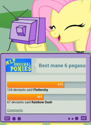 Size: 506x697 | Tagged: safe, fluttershy, rainbow dash, pegasus, pony, best pony, deviantart, exploitable meme, meme, obligatory pony, poll, tv meme