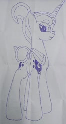 Size: 1833x3446 | Tagged: safe, artist:zeka10000, princess luna, alicorn, pony, bedroom eyes, female, looking at you, looking back, looking back at you, mare, short mane, short tail, sketch, sketchbook, solo, traditional art