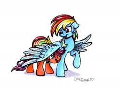 Size: 1944x1423 | Tagged: safe, artist:frostykat13, rainbow dash, scootaloo, pegasus, pony, female, hug, pun, scootalove, siblings, sisters, traditional art, wing blanket, winghug