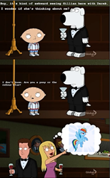 Size: 349x567 | Tagged: safe, derpibooru import, edit, rainbow dash, barely pony related, brian griffin, downvote bait, family guy, op is a cuck, stewie griffin