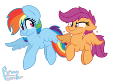 Size: 3000x2000 | Tagged: safe, artist:lynchristina, derpibooru import, rainbow dash, scootaloo, pegasus, pony, scootaloo can fly, scootalove