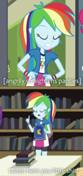 Size: 337x711 | Tagged: safe, derpibooru import, rainbow dash, equestria girls, descriptive noise, doctor who, listen here, listen here you little, meme, reaction image, solo, vulgar